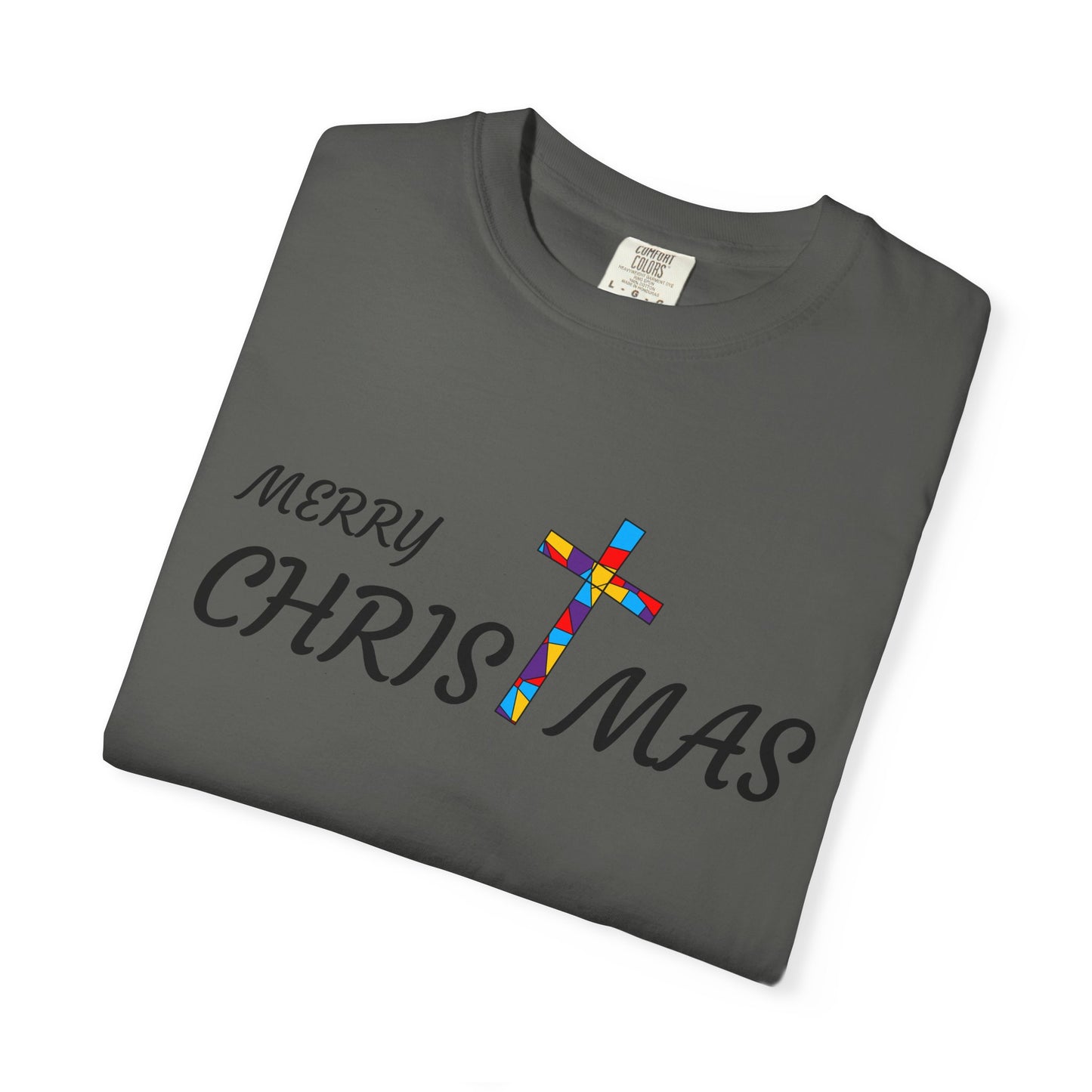 Merry Christmas Unisex  T-shirt with T Cross, Holiday Tee, Festive Shirt, Xmas Apparel, Religious Christmas Top