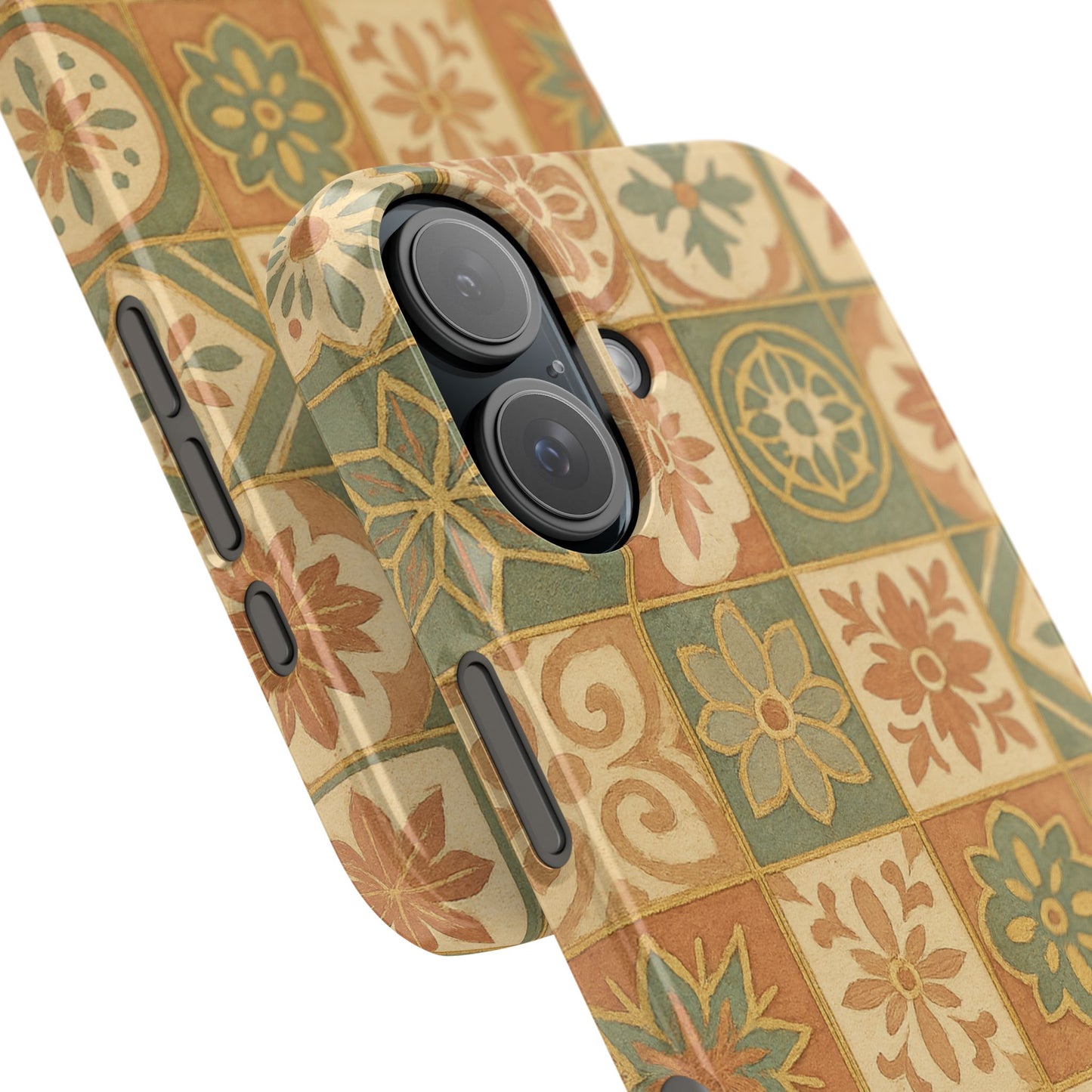 1Slim Phone Cases Boho Dreams Mosaic iPhone MagSafe Case | Vintage Tile Aesthetic | Terracotta, Teal & Gold Ceramic Design
