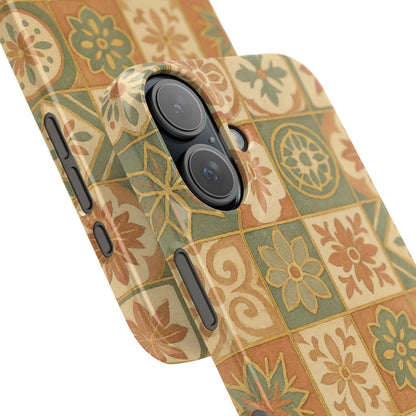 1Slim Phone Cases Boho Dreams Mosaic iPhone MagSafe Case | Vintage Tile Aesthetic | Terracotta, Teal & Gold Ceramic Design