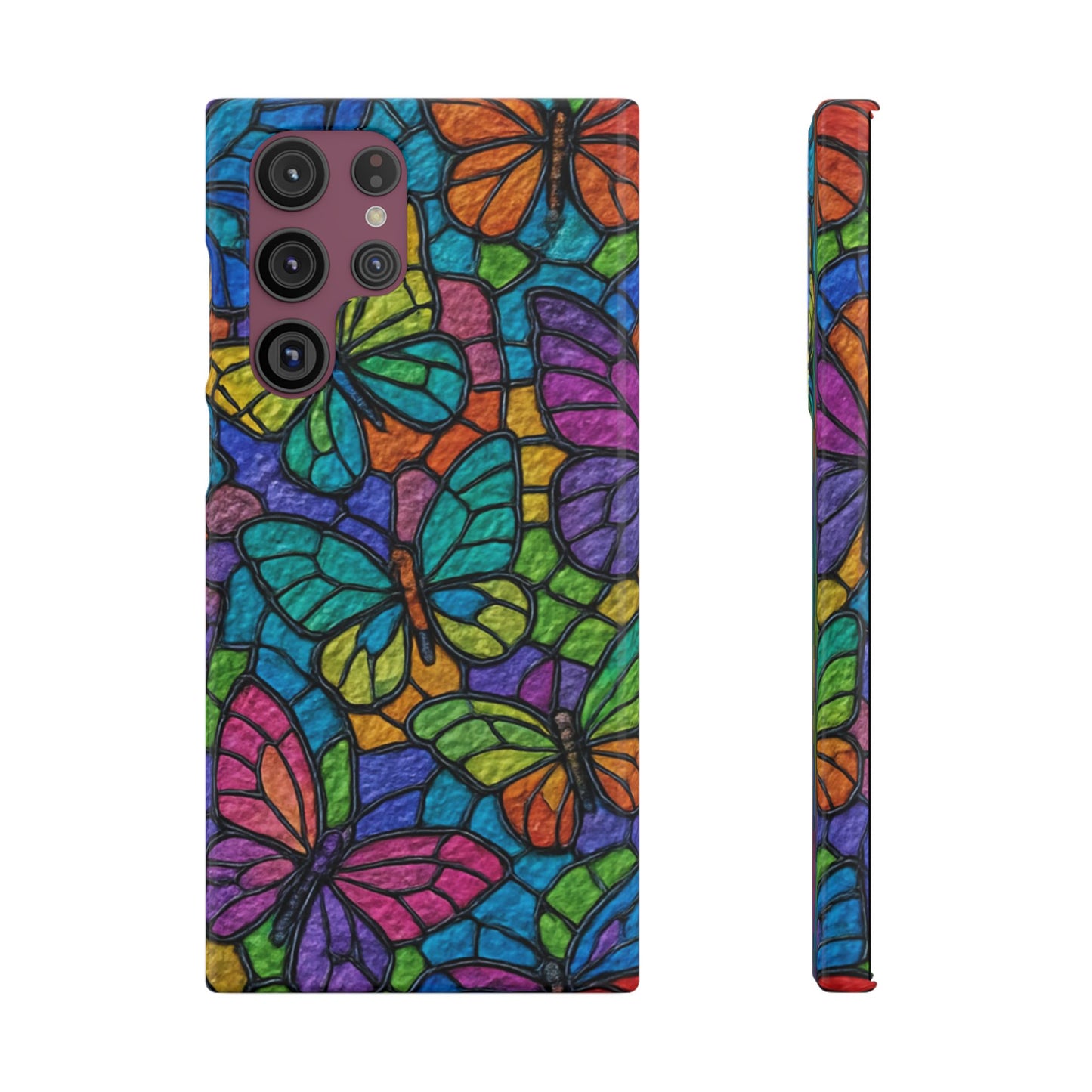 Psychedelic Butterfly Mosaic Phone Case, Trippy Hippie Butterflies,  Rainbow Stained-Glass Art Cover | Boho Festival Aesthetic Case