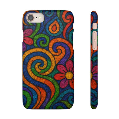 Psychedelic Hippie Phone Case, Boho Rainbow Retro 70s Groovy Art Cover