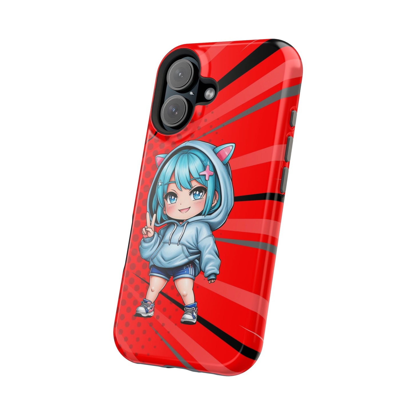 Phone Cases, Cute Chibi Girl in Cat Hoodie, Kawaii Anime Design, Protective Cover, Gift for Anime Fans, Cute Phone Accessories, Cat Lover