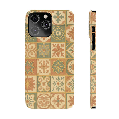 1Slim Phone Cases Boho Dreams Mosaic iPhone MagSafe Case | Vintage Tile Aesthetic | Terracotta, Teal & Gold Ceramic Design