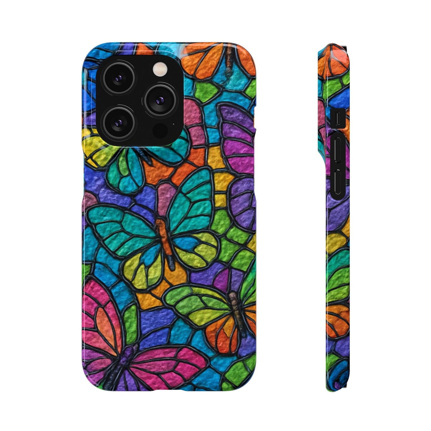Psychedelic Butterfly Mosaic Phone Case, Trippy Hippie Butterflies,  Rainbow Stained-Glass Art Cover | Boho Festival Aesthetic Case