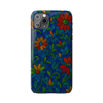 Slim Phone Cases Mystic Aura Mosaic  | 3D Iridescent Glass Tiles | Bohemian Energy Design