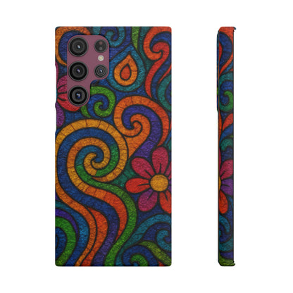 Psychedelic Hippie Phone Case, Boho Rainbow Retro 70s Groovy Art Cover