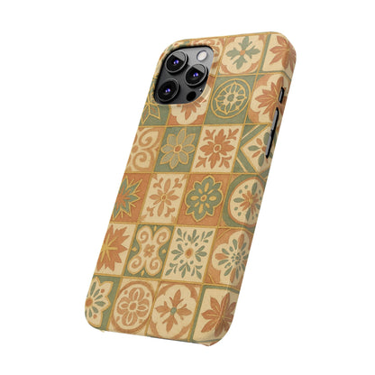 1Slim Phone Cases Boho Dreams Mosaic iPhone MagSafe Case | Vintage Tile Aesthetic | Terracotta, Teal & Gold Ceramic Design
