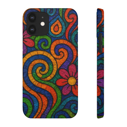 Psychedelic Hippie Phone Case, Boho Rainbow Retro 70s Groovy Art Cover