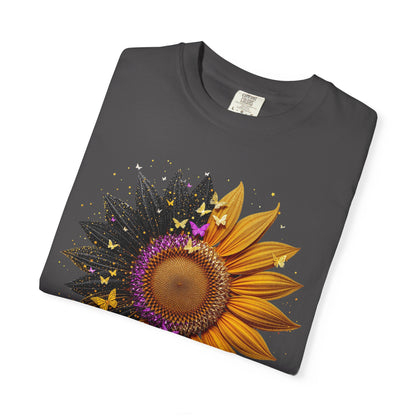 Sunflower Unisex Garment-Dyed T-shirt, Yellow Flower Tee, Floral Shirt, Botanical Top, Nature Lover Gift