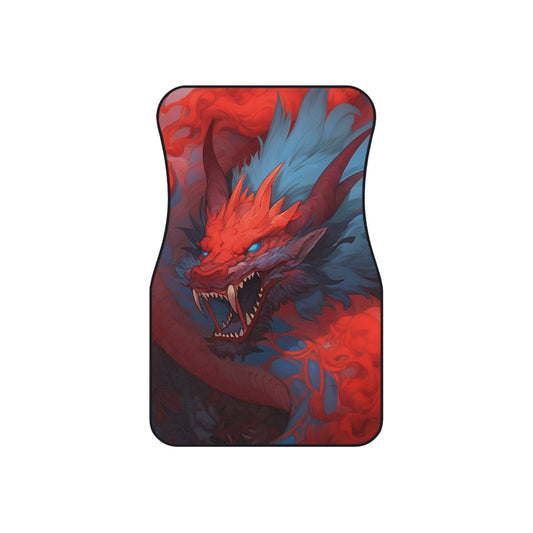 Dragon Car Mats Front Pair | Automotive Floor Liners, Mythical Fire Design