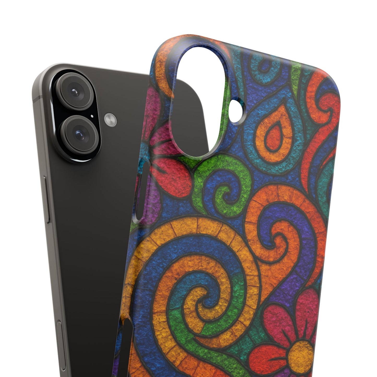 Psychedelic Hippie Phone Case, Boho Rainbow Retro 70s Groovy Art Cover