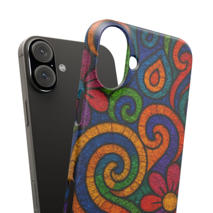 Psychedelic Hippie Phone Case, Boho Rainbow Retro 70s Groovy Art Cover