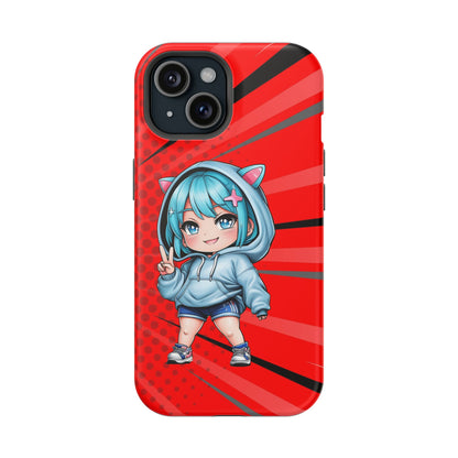 Phone Cases, Cute Chibi Girl in Cat Hoodie, Kawaii Anime Design, Protective Cover, Gift for Anime Fans, Cute Phone Accessories, Cat Lover
