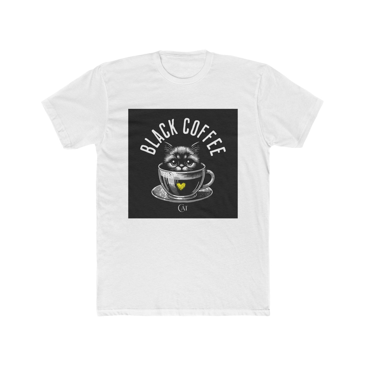 Unisex Cotton Crew Tee Black coffee cat