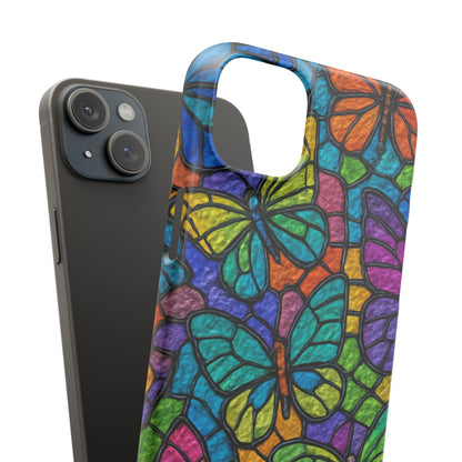 Psychedelic Butterfly Mosaic Phone Case, Trippy Hippie Butterflies,  Rainbow Stained-Glass Art Cover | Boho Festival Aesthetic Case