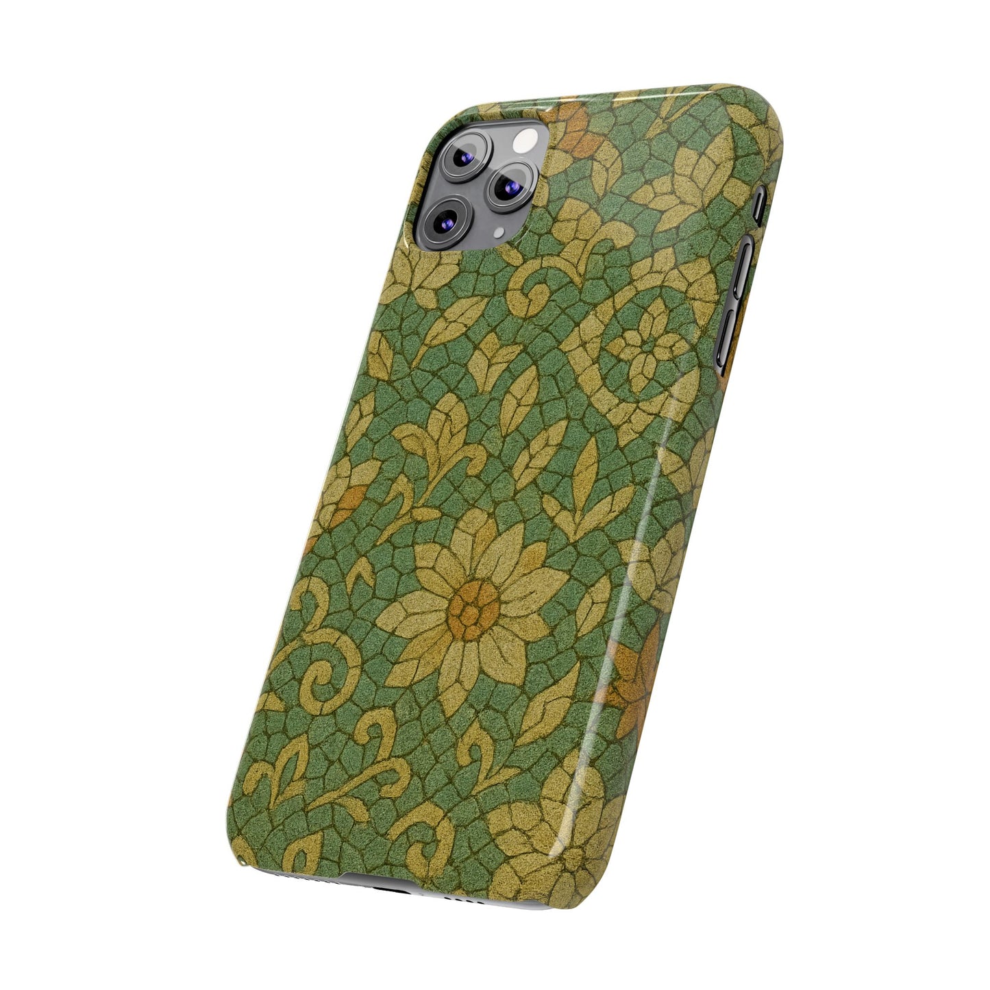 Slim Phone Cases Desert Bloom Boho Mosaic iPhone Case | Handcrafted Ceramic Tile Look | Warm Terracotta & Rose