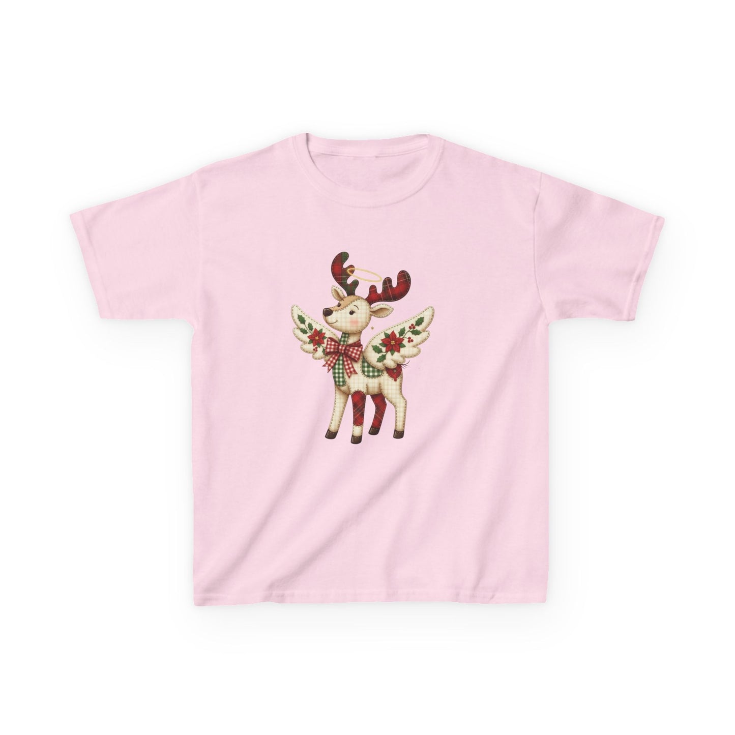 Christmas Deer Patchwork Kids Tee - Festive Children's Clothing