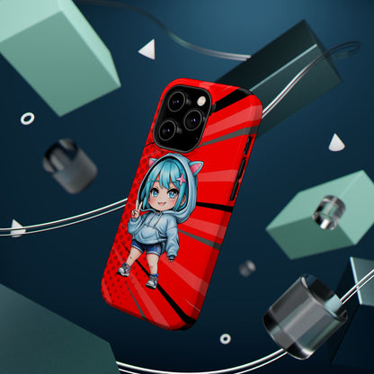 Phone Cases, Cute Chibi Girl in Cat Hoodie, Kawaii Anime Design, Protective Cover, Gift for Anime Fans, Cute Phone Accessories, Cat Lover