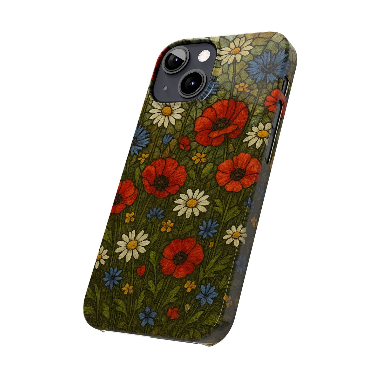 Slim Phone Cases  Wildflower Mosaic Floral Art | Colorful Stained Glass Flowers | Boho Botanical