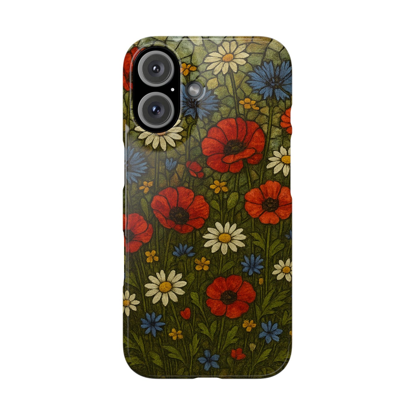 Slim Phone Cases  Wildflower Mosaic Floral Art | Colorful Stained Glass Flowers | Boho Botanical