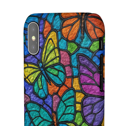Psychedelic Butterfly Mosaic Phone Case, Trippy Hippie Butterflies,  Rainbow Stained-Glass Art Cover | Boho Festival Aesthetic Case