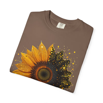 Sunflower Unisex Garment-Dyed T-shirt, Yellow Flower Tee, Floral Shirt, Botanical Top, Nature Lover Gift