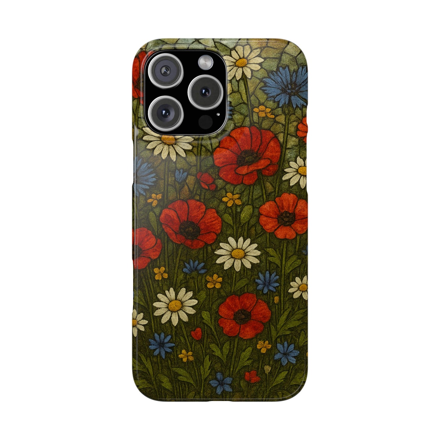 Slim Phone Cases  Wildflower Mosaic Floral Art | Colorful Stained Glass Flowers | Boho Botanical
