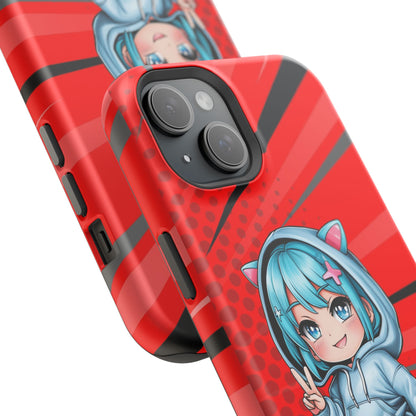 Phone Cases, Cute Chibi Girl in Cat Hoodie, Kawaii Anime Design, Protective Cover, Gift for Anime Fans, Cute Phone Accessories, Cat Lover