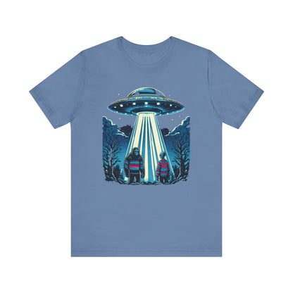 Alien Spaceship and Bigfoot Ugly Christmas Sweater Tee