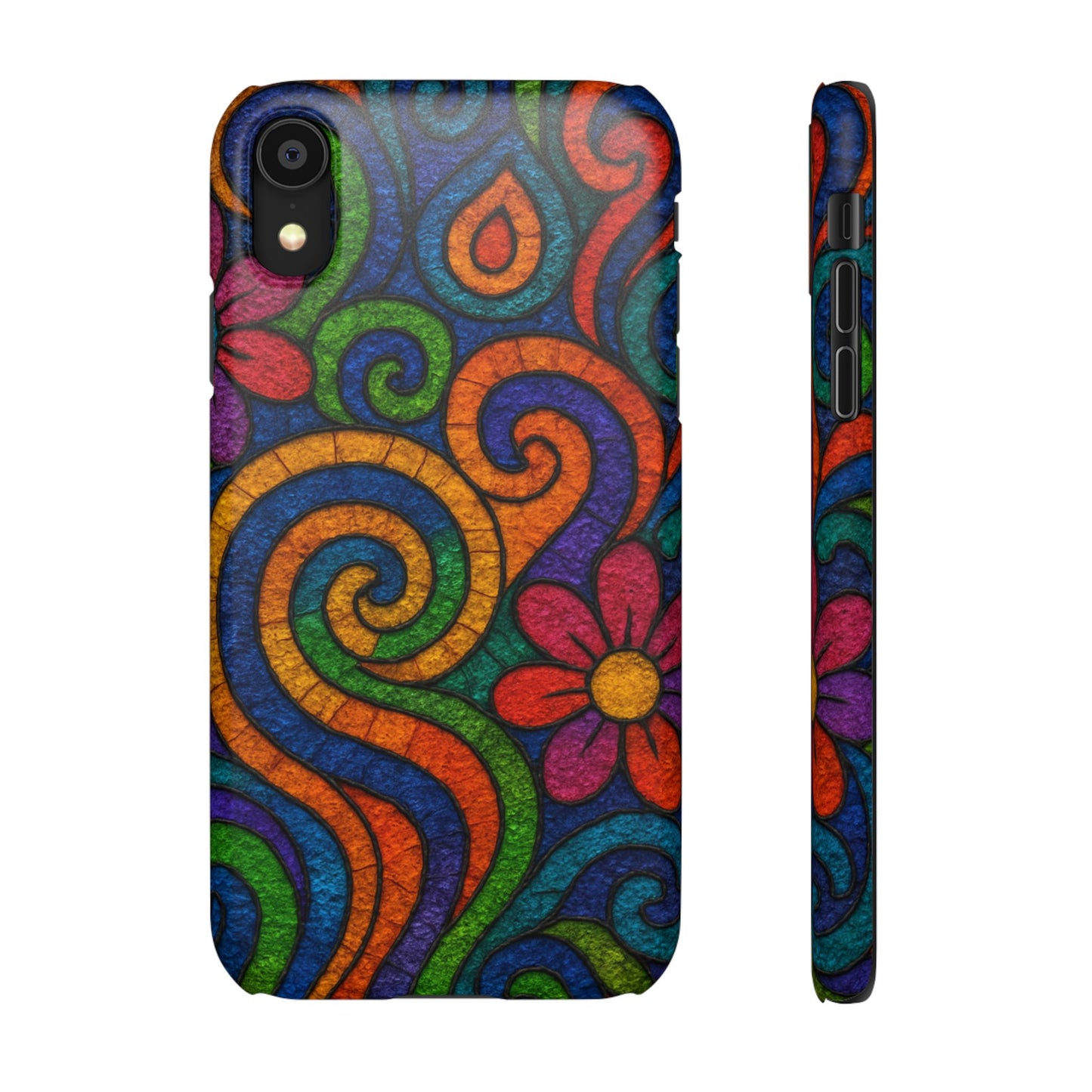 Psychedelic Hippie Phone Case, Boho Rainbow Retro 70s Groovy Art Cover