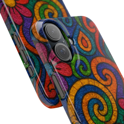 Psychedelic Hippie Phone Case, Boho Rainbow Retro 70s Groovy Art Cover
