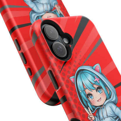 Phone Cases, Cute Chibi Girl in Cat Hoodie, Kawaii Anime Design, Protective Cover, Gift for Anime Fans, Cute Phone Accessories, Cat Lover