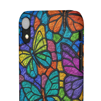 Psychedelic Butterfly Mosaic Phone Case, Trippy Hippie Butterflies,  Rainbow Stained-Glass Art Cover | Boho Festival Aesthetic Case