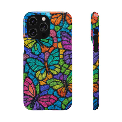 Psychedelic Butterfly Mosaic Phone Case, Trippy Hippie Butterflies,  Rainbow Stained-Glass Art Cover | Boho Festival Aesthetic Case