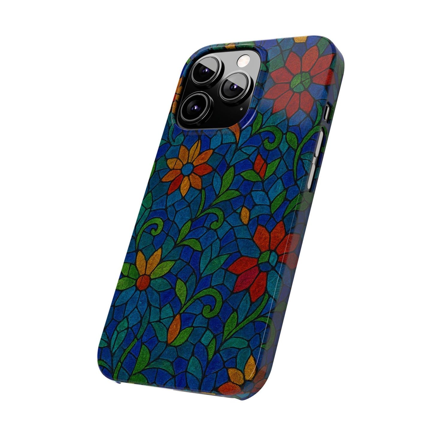 Slim Phone Cases Mystic Aura Mosaic  | 3D Iridescent Glass Tiles | Bohemian Energy Design