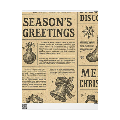 Wrapping Papers Vintage Newspaper Christmas Wrapping Paper | Black & White Retro Holiday Gift Wrap