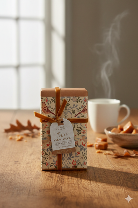 2 Bars Castelbel Holiday Bar Soap Toffee Caramel 7 oz ea