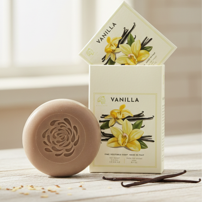 Alchimia Vanilla Vegetable Soap Bar Set, Made in Italy